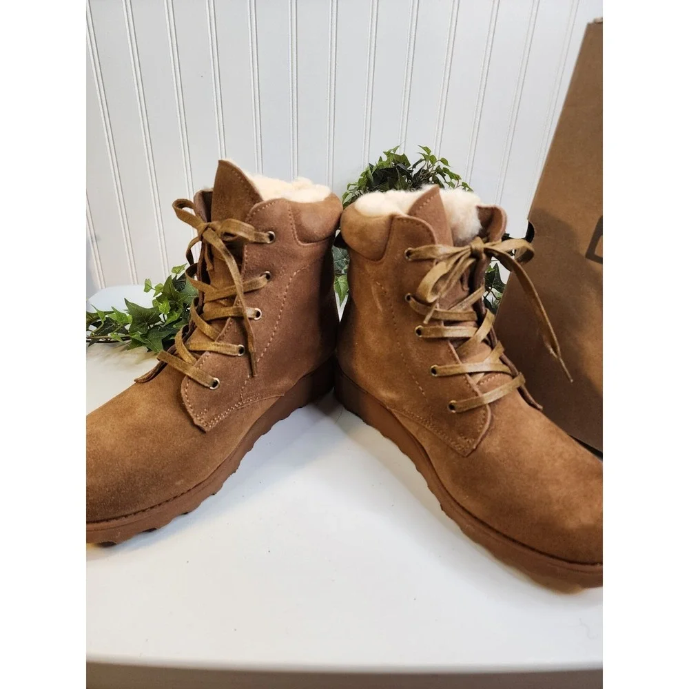 BEARPAW Ariella Suede Water- and Stain-Repellent Boot Hickery Sz 12